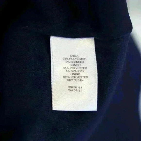 Eliza J Navy Blue Sheer Ruffle Sleeve Crew Neck Sheath Midi Dress Size 8 - Picture 9 of 9